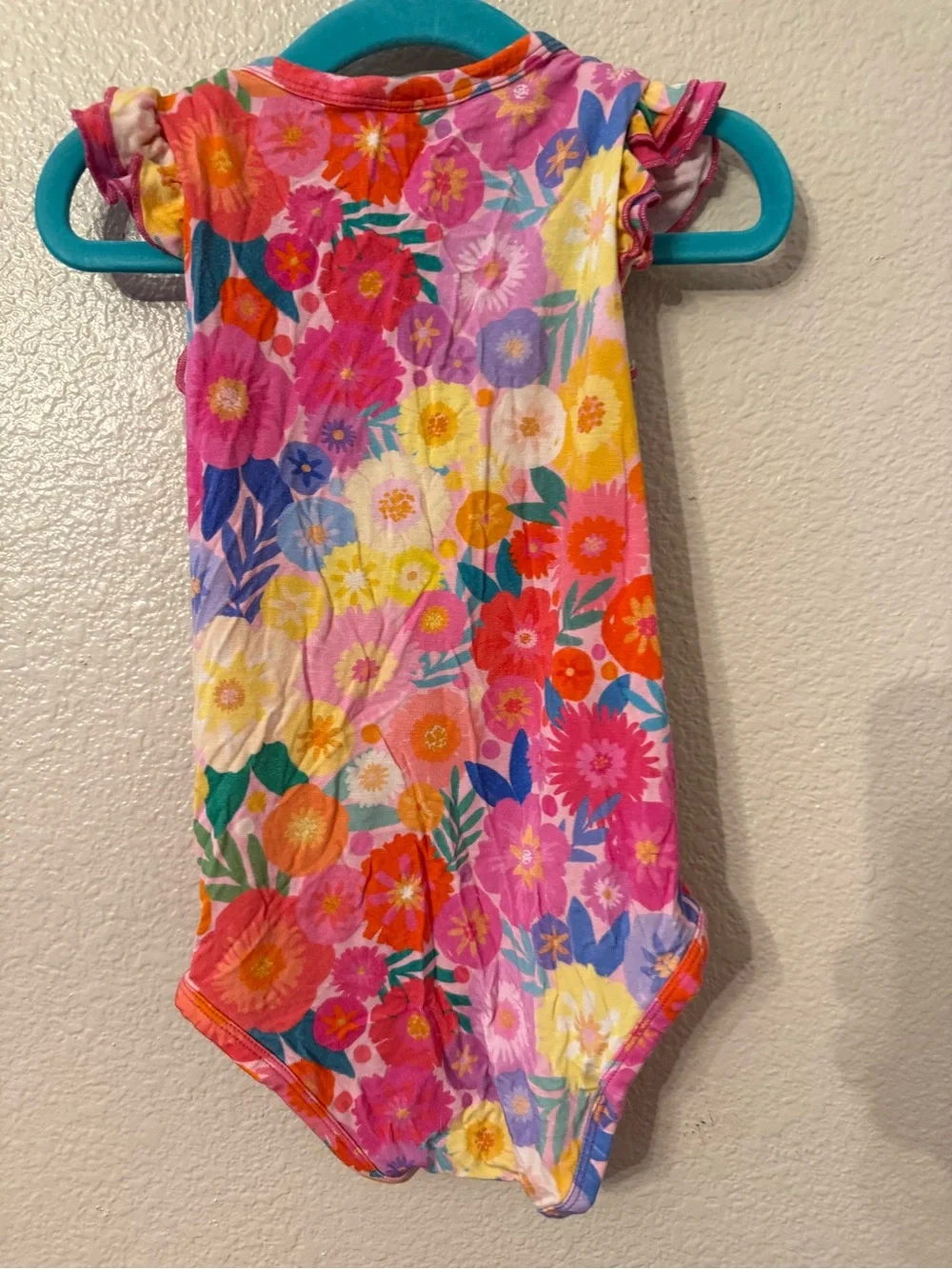 Little Sleepies Floral Ruffle-Sleeve One-Piece in Pink, Yellow, Red, Blue